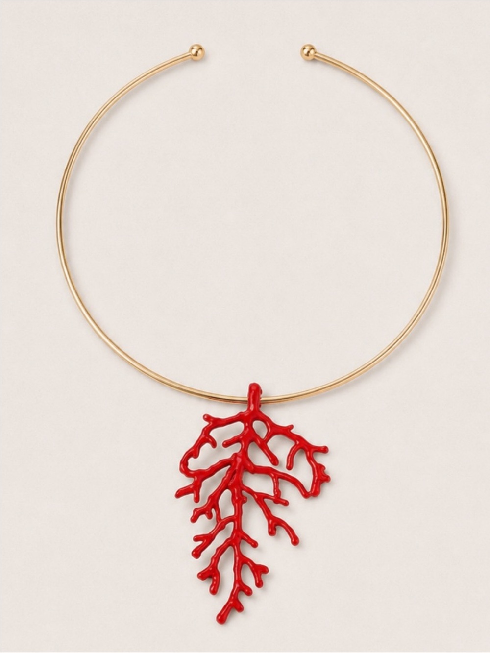 New! Coastal Red Coral Gold Collar Necklace NWOT 5074
